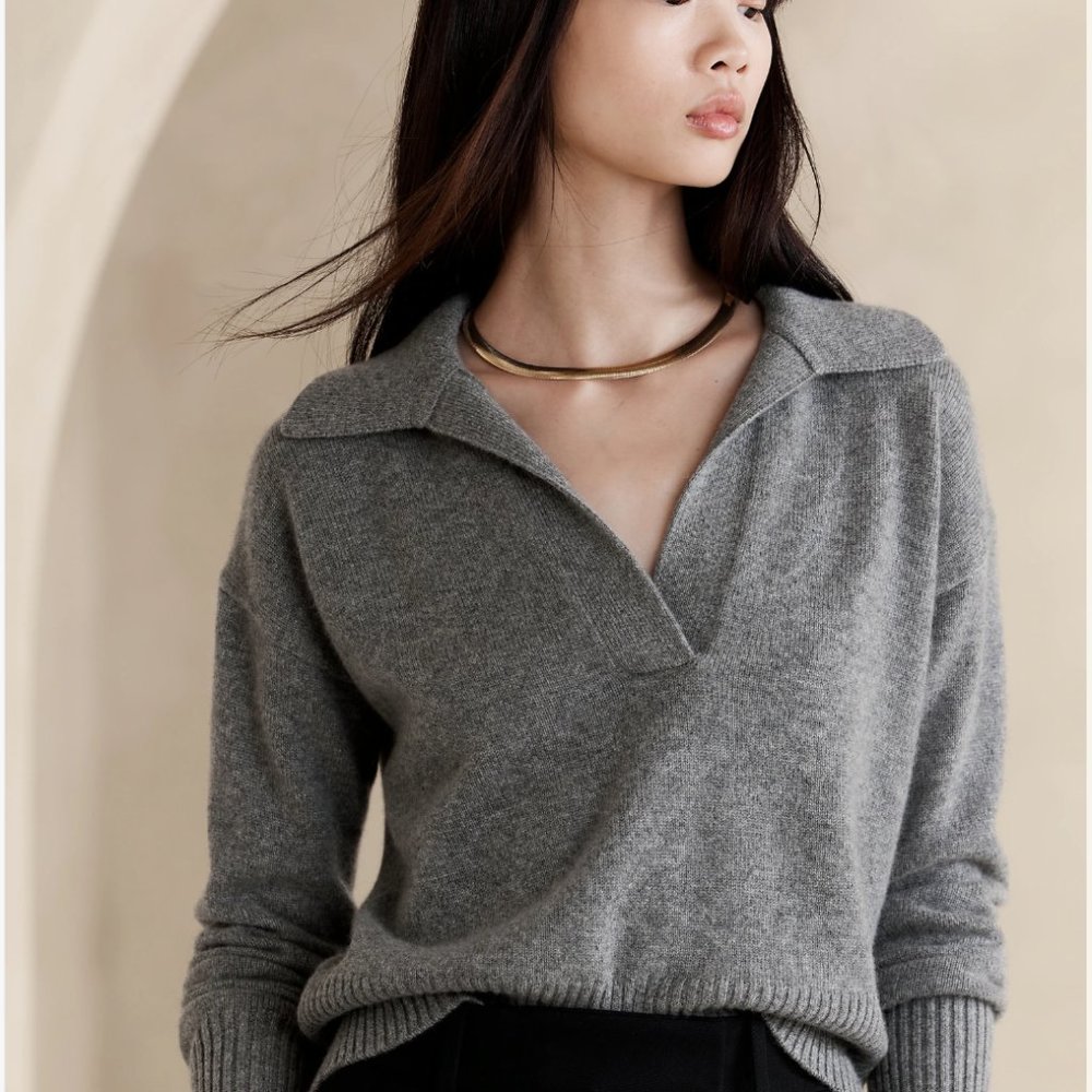 Banana Republic luna cashmere sweated polo